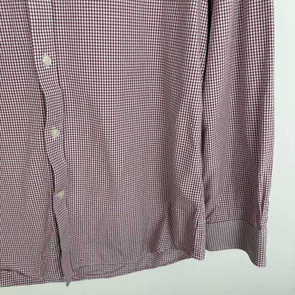 Tommy Hilfiger Mens Slim Fit Stretch Button-Up Checkered Red/White Shirt Medium - Picture 5 of 11